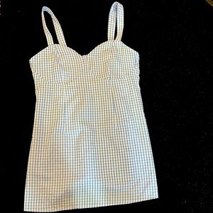 Blue and white checkered dress